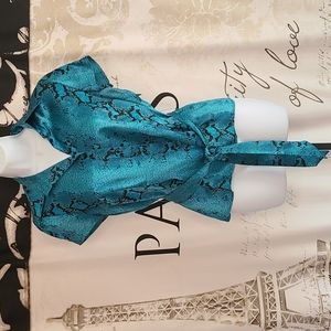Satin snakeskin top with belt